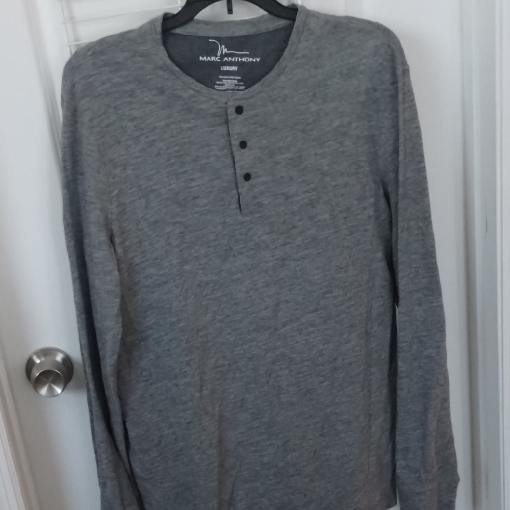 Marc Anthony Long Sleeve Gray Henley Shirt
